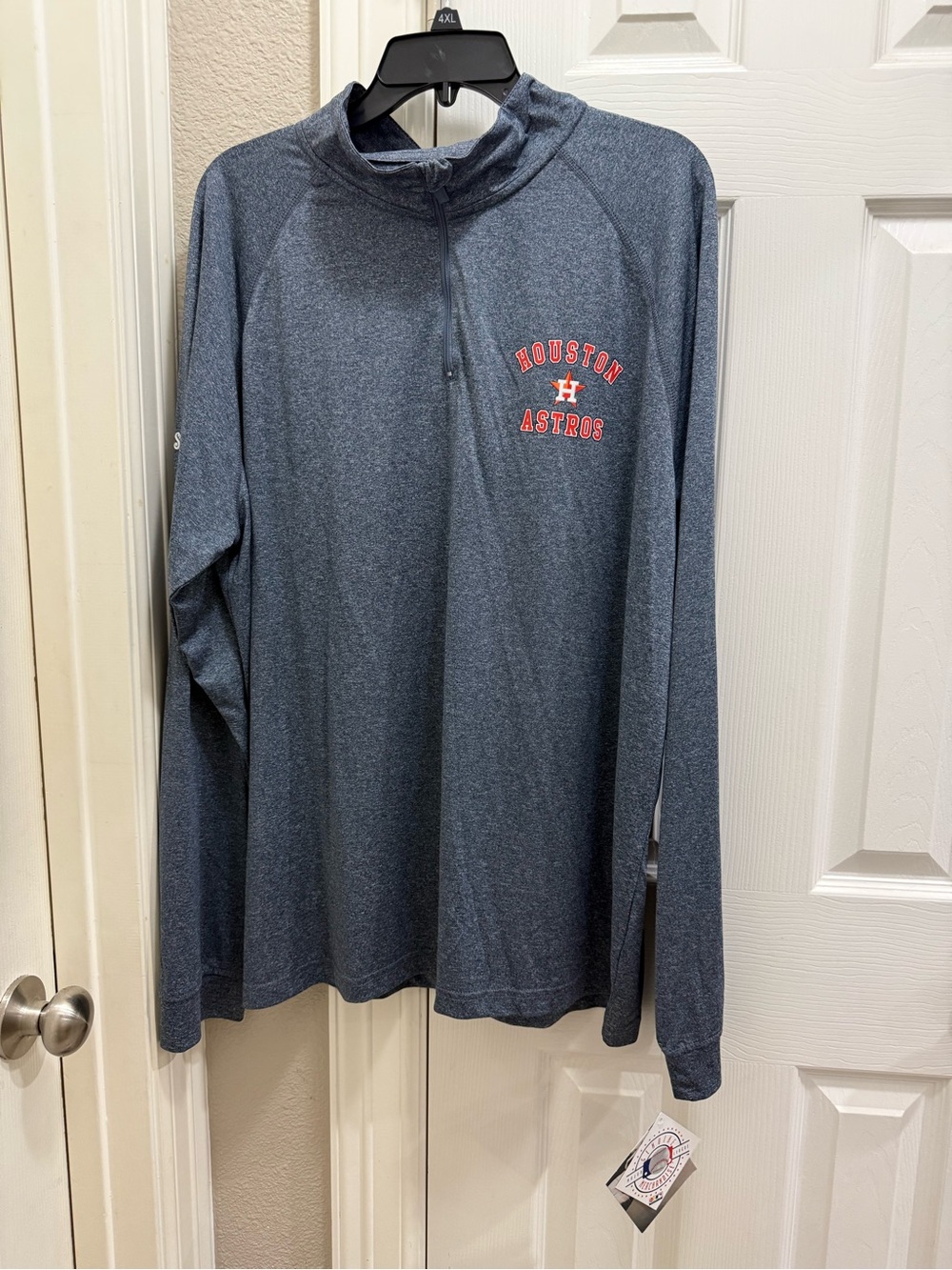 Stitches Houston Astros Heather Navy Quarter-Zip Pullover
